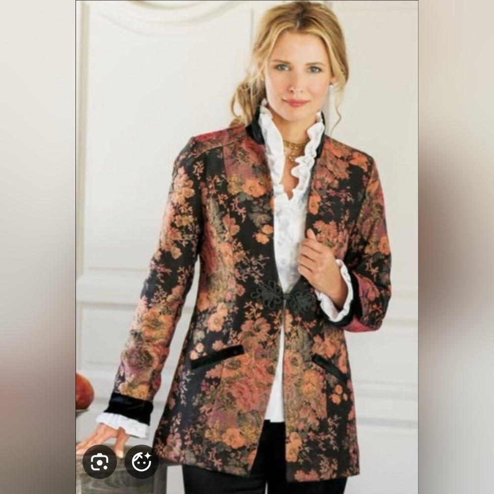 Soft Surroundings Westbury Garden Metallic Jacquard Jacket Size 3X